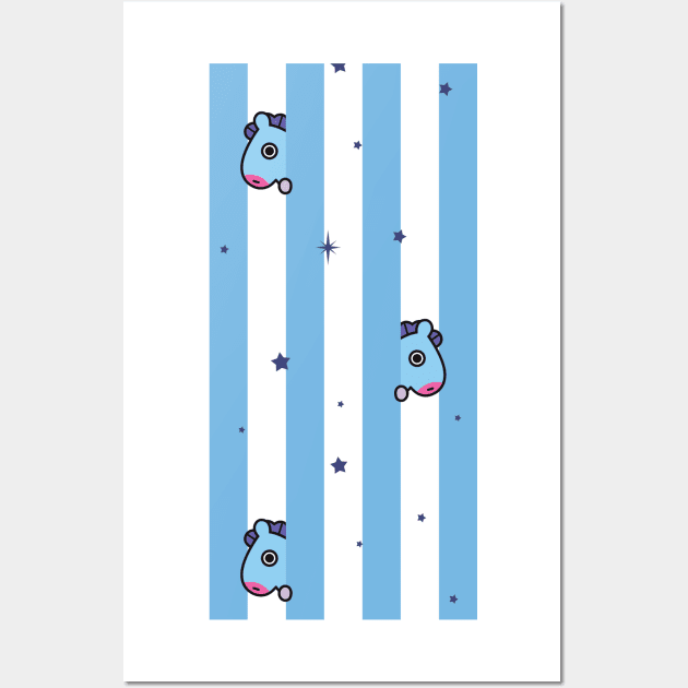 BT21 Mang Striped Pajamas Pattern Wall Art by ZeroKara